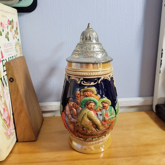 Vintage Made in Germany Beer Stein With Attached Lid - Picture 1 of 11